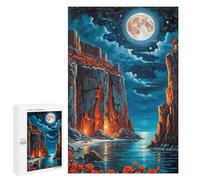 1000 PCS Jigsaws for Teenagerss Puzzle Red Cliffs And Roses Night Jigsaws for Adults Hands-on Game Pattern Assembly Unique Gifts for Birthday And Christmas 1000 PCS