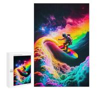 1000 PCS Jigsaws for Teenagerss Puzzle Space Surfer Rainbow Wave Adult Jigsaw Puzzle Toy Wall Decor But Fun And Humorous Parent-child Interaction 1000 PCS