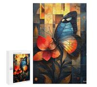 1000 PCS Jigsaws for Teenagerss Puzzle Stained Glass Butterfly on A Vibrant Flower Puzzle for Adults Family Games A Work of Art Parent-child Interaction 1000 PCS
