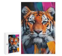 1000 PCS Jigsaws for Teenagerss Puzzle Tiger Portrait with Abstract Strokes Jigsaws for Adults Hands-on Game Pattern Assembly Unique Gifts for Birthday And Christmas 1000 PCS