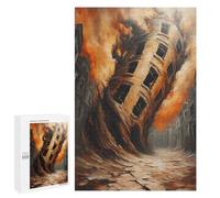 1000 PCS Jigsaws for Teenagerss Puzzle Twisted Reality - Surreal Apocalypse Art, Collapsing Cityscape Puzzle for Adults Family Games A Work of Art Parent-child Interaction 1000 PCS