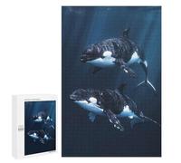 1000 PCS Jigsaws for Teenagerss Puzzle Two Orcas Swimming Teenagers Puzzles Toy Wall Decor Perfect Decoration Unique Gifts for Birthday And Christmas 1000 PCS