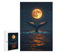 1000 PCS Jigsaws for Teenagerss Puzzle Whale Tail Under Full Moon Teenagers Puzzles Toy Wall Decor Perfect Decoration Unique Gifts for Birthday And Christmas 1000 PCS
