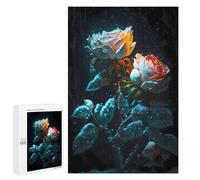 1000 PCS Jigsaws for Teenagerss Puzzle White Pink Rose Flowers Jigsaws for Adults Hands-on Game Pattern Assembly Unique Gifts for Birthday And Christmas 1000 PCS