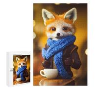 1000 PCS Jigsaws for Teenagerss Puzzle Winter Fox with Coffee Jigsaws for Adults Hands-on Game Pattern Assembly Unique Gifts for Birthday And Christmas 1000 PCS