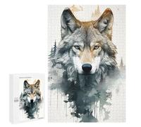 1000 PCS Jigsaws for Teenagerss Puzzle Wolf Watercolor Jigsaws for Adults Hands-on Game Pattern Assembly Unique Gifts for Birthday And Christmas 1000 PCS