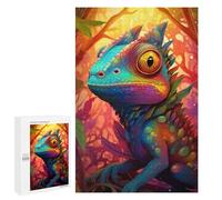 1000 PCS Jigsaws for Teenagerss Rainbow Lizard in Fantasy Forest Puzzle for Adults Relaxing Games Enhance Memory Gifts for Friends And Family 1000 PCS