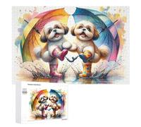 1000 PCS Jigsaws for Teenagerss Rainy Day Puppies in Boots Jigsaw Puzzle Relaxing Games Difficult Challenge Challenging To Complete 1000 PCS