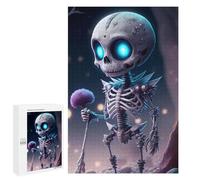 1000 PCS Jigsaws for Teenagerss Spooky Skeleton with Glowing Eyes Jigsaw Puzzle Relaxing Games Difficult Challenge Challenging To Complete 1000 PCS