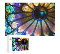 1000 PCS Jigsaws for Teenagerss Stained Glass Ceiling Artwork Jigsaw Puzzle Relaxing Games Difficult Challenge Challenging To Complete 1000 PCS