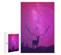 1000 PCS Jigsaws for Teenagerss Starry Night Deer Silhouette Puzzle for Adults Relaxing Games Enhance Memory Gifts for Friends And Family 1000 PCS