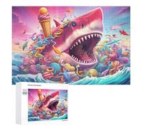 1000 PCS Jigsaws for Teenagerss Whimsical Shark in Candy Ocean Jigsaw Puzzle Relaxing Games Difficult Challenge Challenging To Complete 1000 PCS