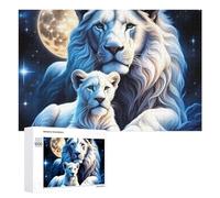 1000 PCS Jigsaws for Teenagerss White Lions Under The Moonlit Sky Puzzle for Adults Relaxing Games Enhance Memory Gifts for Friends And Family 1000 PCS