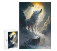 1000 PCS Jigsaws for Teenagerss Wolf Howling at Moon Jigsaw for Teenagerss Stress Reliever Every Piece Is Unique - Deal As Gifts for The Whole Family 1000 PCS