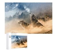 1000 PCS Jigsaws for Teenagerss Wolves Howling Under A Mystical Moon Jigsaw Puzzle Relaxing Games Difficult Challenge Challenging To Complete 1000 PCS