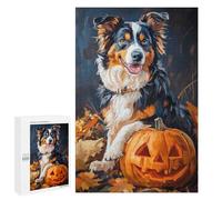 1000 PCS Jigsaws Halloween Dog with Jack-o'-Lantern Jigsaws for Adults Puzzle Hand Speed Race Help The Brain Exercise Beautiful Design Game 1000 PCS