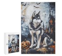 1000 PCS Jigsaws Halloween Wolf Painting Artwork-1 Jigsaws for Adults Puzzle Hand Speed Race Help The Brain Exercise Beautiful Design Game 1000 PCS