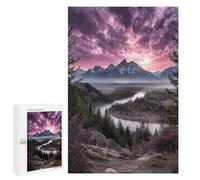 1000 PCS Jigsaws Mountain River Sunset Landscape Jigsaws for Adults Puzzle Hand Speed Race Help The Brain Exercise Beautiful Design Game 1000 PCS