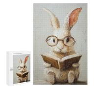 1000 PCS Jigsaws Rabbit Reading Book Painting Jigsaws for Adults Puzzle Hand Speed Race Help The Brain Exercise Beautiful Design Game 1000 PCS