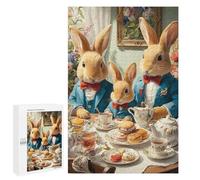 1000 PCS Jigsaws Rabbit Tea Party Scene Jigsaws for Adults Puzzle Hand Speed Race Help The Brain Exercise Beautiful Design Game 1000 PCS