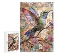 1000 PCS Jigsaws Stained Glass Hummingbird Art Jigsaws for Adults Puzzle Hand Speed Race Help The Brain Exercise Beautiful Design Game 1000 PCS