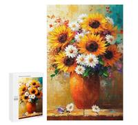 1000 PCS Jigsaws Sunflower Bouquet Painting-2 Jigsaws for Adults Puzzle Hand Speed Race Help The Brain Exercise Beautiful Design Game 1000 PCS