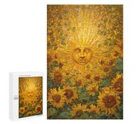 1000 PCS Jigsaws Sunflower Field with Smiling Sun Jigsaws for Adults Puzzle Hand Speed Race Help The Brain Exercise Beautiful Design Game 1000 PCS