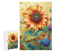 1000 PCS Jigsaws Sunflower Garden Art Print-3 Jigsaws for Adults Puzzle Hand Speed Race Help The Brain Exercise Beautiful Design Game 1000 PCS