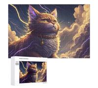 1000 PCS Jigsaws Thundering Fantasy Cat Artwork -5 Adult Puzzles Anti-Stress Toys Staycation Kill Time Deal As Gifts for The Whole Family 1000 PCS