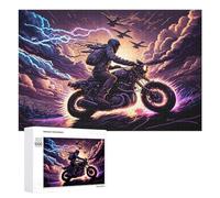 1000 PCS Jigsaws Thunderstorm Motorcycle Ride Adult Puzzles Anti-Stress Toys Staycation Kill Time Deal As Gifts for The Whole Family 1000 PCS
