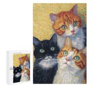 1000 PCS Jigsaws Whimsical Cat Portrait Art Print Jigsaws for Adults Puzzle Hand Speed Race Help The Brain Exercise Beautiful Design Game 1000 PCS