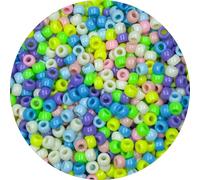 1000 Pcs Light Multicolor Pony Beads Bulk, Acrylic 9mm Big Hole Large Plastic Bead for Crafts Bracelets Hair Braids DIY(Light Multicolor)