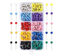 1000 Pcs Map Pins With Colored Heads, 1.5cm Round Head Thumb Tacks, Drawing Pins With Steel Points for Cork Board, Notice Board, Pinboard, World Map