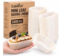 1000 Pcs Mini Loaf Tin Liners, Greaseproof Paper Cupake Cases for Baking | Rectangular Disposable Paper Mini Loaf Liners, White, Non-Stick Loaf Baking Cups for Bread Cake Muffins Brownies, 7.2x3.5 cm