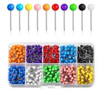 1000 PCS Multi-Color Push Pins Map Tacks, 1/8" Small Map Tacks with Plastic Beads Head Maps Pins for Travel Maps, Thumb Tack with 1/8 Inch Round Head with Stainless Point for Bulletin Board, 10 Color