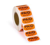 1000 pcs Paid Stickers Self Adhesive Labels Bright Orange 1 Roll by Sutter Signs