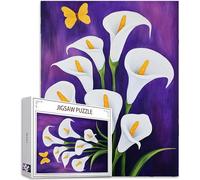 1000 pcs Piece Jigsaw Puzzles for Adults Calla Lily Puzzle Flower Pattern Design, Piece Puzzle Educational Games, DIY Adult Crafts with Gift Box, Beautiful Decoration Gifts for Women, 75x50cm,Model773