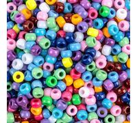 1000+ Pcs Pony Beads for Crafts - Sukh Pony Beads Bulk 6x9 mm Hair Bead for Braids Assorted Colored Plastic Bead with Holes for Hair Braiding DIY Crafts Necklace Key Chains