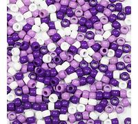 1000+ pcs Pony Beads, Multi-Colored Bracelet Beads, Beads for Hair Braids, Beads for Crafts, Plastic Beads, Hair Beads for Braids 6x9mm(Purple and White mix-1000)