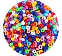 1000+ Pcs Pony Beads, Multi-Colored for Hair Braids, Crafts, Plastic (Medium Pack, Classic)