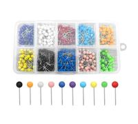 1000 Pcs Push Pins Map Tacks, Cork Board Pin with Coloured Heads Drawing Pins for Map, Cork Board, Fabric and DIY