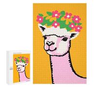 1000 PCS Puzzle For Adults Alpaca with Flower Crown Jigsaws for Adults Puzzle Enhance Memory Fun Activities at Home for Is Ideal As A Gift 1000 PCS