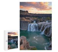 1000 PCS Puzzle For Adults Amazon Waterfall Sunset Scenic View Jigsaw Puzzles for Teenagers Staycation Kill Time Challenging To Complete Educational Family Game 1000 PCS