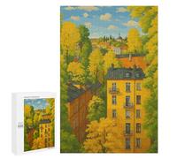 1000 PCS Puzzle For Adults Autumn Cityscape with Yellow Buildings Jigsaws for Adults Relax Games Pattern Assembly Deal As Gifts for The Whole Family 1000 PCS