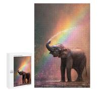 1000 PCS Puzzle For Adults Baby Elephant Rainbow Shower Jigsaw for Adults Relax Games Staycation Kill Time Deal As Gifts for The Whole Family 1000 PCS