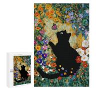 1000 PCS Puzzle For Adults Black Cat with Butterfly in Garden Puzzle For Teenagers Analysis And Logic Help The Brain Exercise Deal As Gifts for The Whole Family 1000 PCS