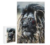 1000 PCS Puzzle For Adults Black Lion with Red Eye Jigsaws for Adults Puzzle Improve Memory Wishlist with Santa Claus Stress Reduction Gifts 1000 PCS