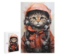 1000 PCS Puzzle For Adults Cat Aviator in Orange Jigsaw for Adults Relax Games Staycation Kill Time Deal As Gifts for The Whole Family 1000 PCS