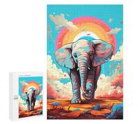 1000 PCS Puzzle For Adults Colorful Elephant Sunset Art Print Jigsaws for Adults Puzzle Improve Memory Wishlist with Santa Claus Stress Reduction Gifts 1000 PCS