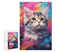 1000 PCS Puzzle For Adults Colorful Kitten Painting-5 Jigsaw Puzzles for Teenagers Staycation Kill Time Challenging To Complete Educational Family Game 1000 PCS